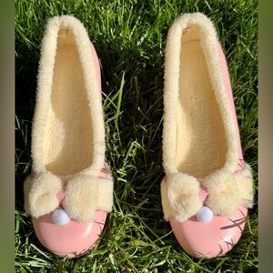 Pink Faux-Fur Bow Heels
